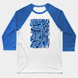 Blue Geometric abstract street art Baseball T-Shirt